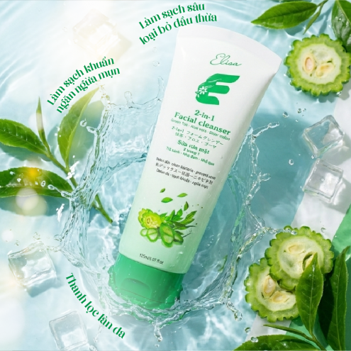 Sữa rửa mặt 2in1 Elisa Trà xanh-Nha đam-Khổ qua