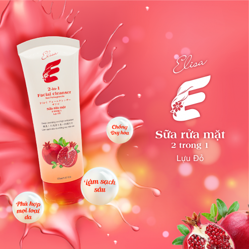 Sữa rửa mặt 2in1 Elisa Lựu đỏ
