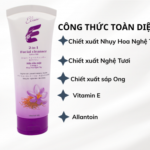 Sữa rửa mặt 2in1 Elisa Nhụy hoa Nghệ Tây