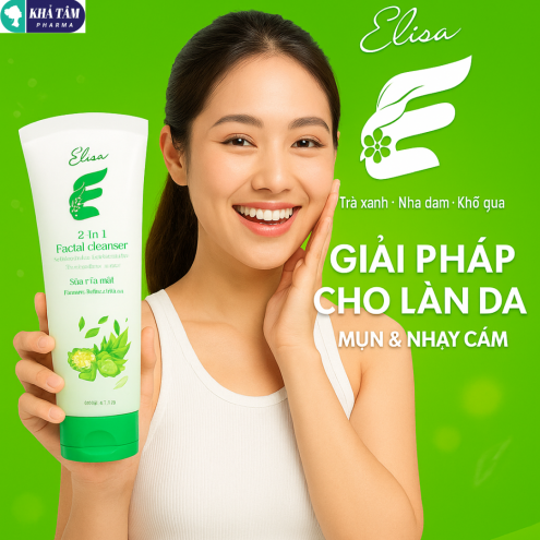 Sữa rửa mặt 2in1 Elisa Trà xanh-Nha đam-Khổ qua