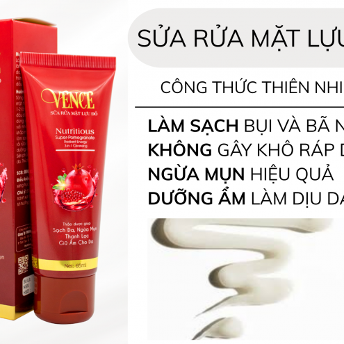 SỮA RỬA MẶT LỰU ĐỎ VENCE 65ML